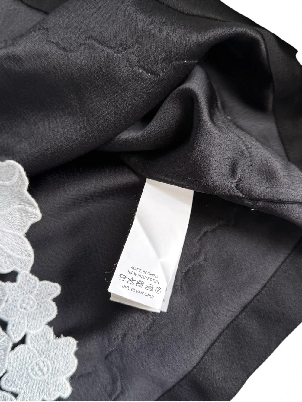 Kate Spade Black Floral Lace Trim Satin Crepe Blouse Womens 2
